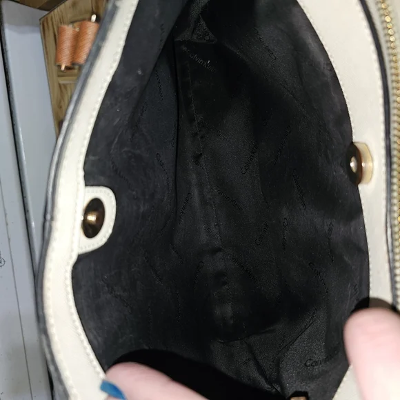 Calvin Klein Black and White Satchel with Gold Hardware - Picture 6 of 10